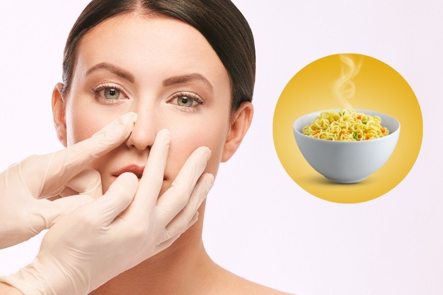 Nâng mũi ăn mì tôm được không