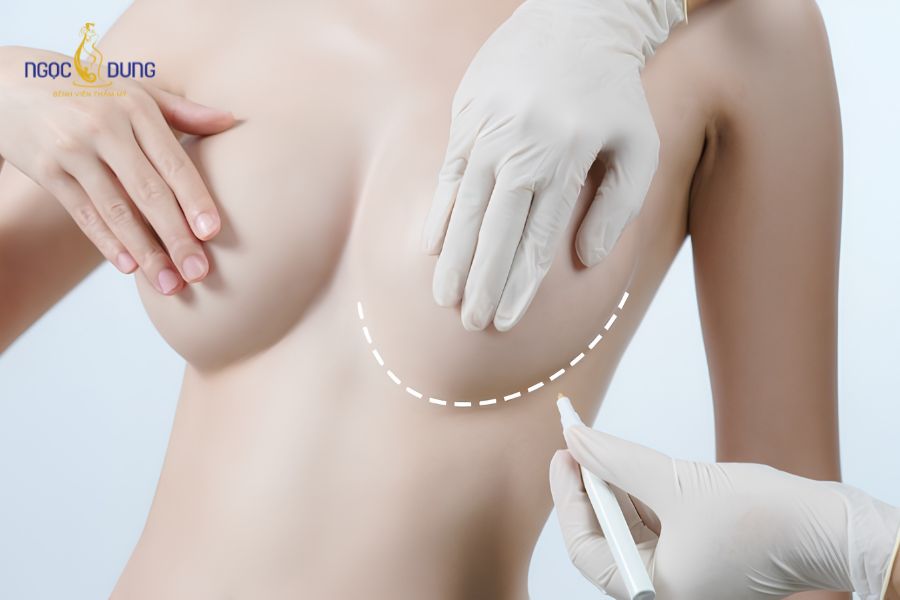 Nâng ngực sa trễ: Phân loại, phương pháp và bảng giá 25 Bác sĩ đo vẽ chính xác vị trí quầng núm vú mới trước khi can thiệp phẫu thuật