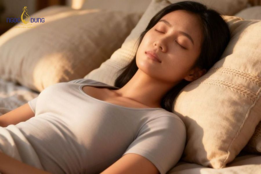 Nâng ngực bao lâu thì được nằm nghiêng? Tư thế ngủ chuẩn 10 Duy trì tư thế nằm ngửa trong vài tuần đầu giúp túi độn định vị ổn định trong khoang ngực