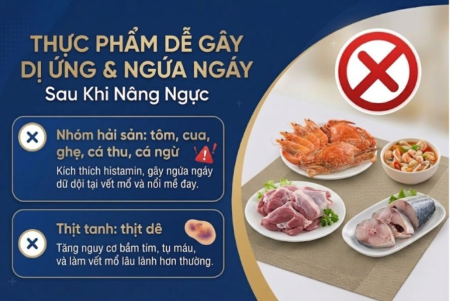 Nâng ngực cần kiêng ăn gì? Giải đáp từ Bệnh viện Thẩm mỹ Ngọc Dung 10 Hải sản và các loại thịt tanh cần tránh tuyệt đối trong thời gian đầu để phòng ngừa dị ứng và tụ máu vùng ngực