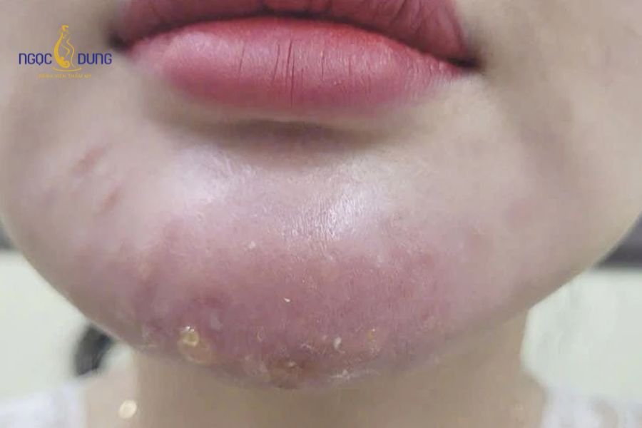 Tiêm filler cằm bị sưng đau: Nguyên nhân và cách xử lý 10 Phản ứng sưng đau nhẹ trong vài ngày đầu là biểu hiện sinh lý bình thường khi đưa chất làm đầy vào mô dưới da