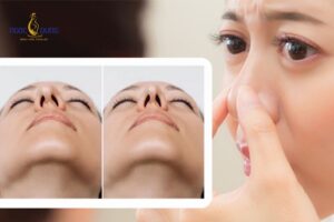 Sống mũi bị vẹo, bè sống mũi hoặc tiêm filler mũi bị tràn sang hai bên cánh mũi là biểu hiện cảnh báo biến chứng