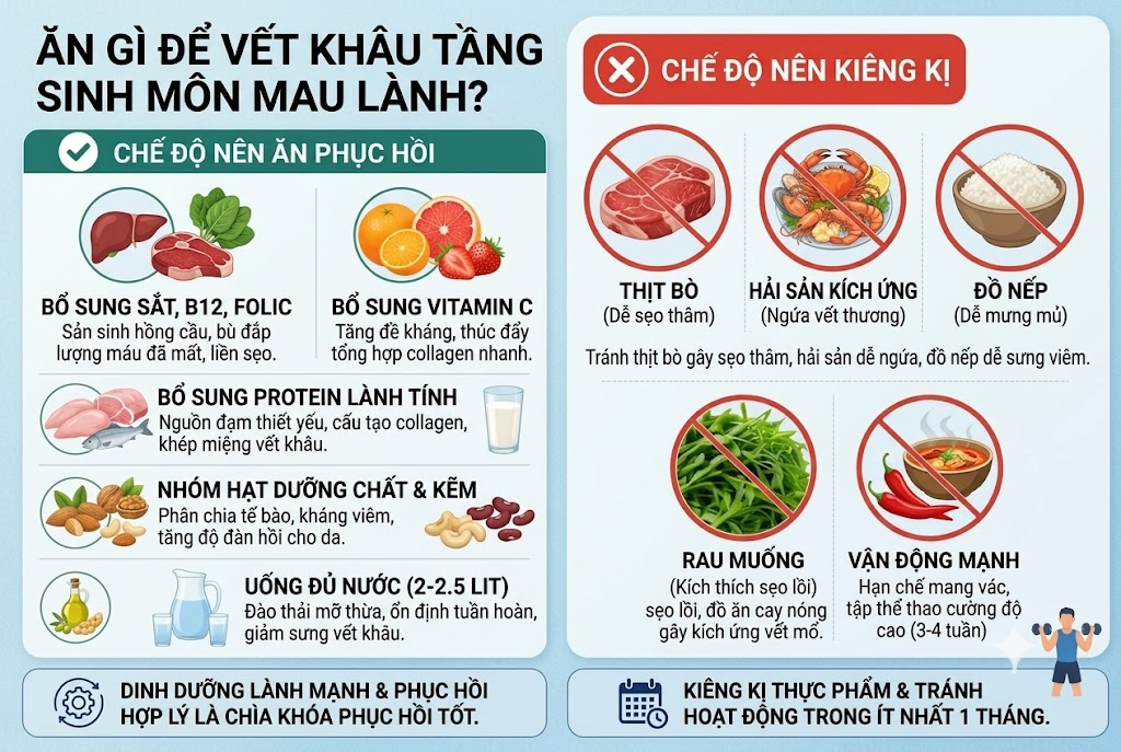 Ăn gì để vết khâu tầng sinh môn nhanh lành? Cần lưu ý 11 Bổ sung nhóm thực phẩm giàu dinh dưỡng hỗ trợ thúc đẩy vết khâu tầng sinh môn nhanh liền da