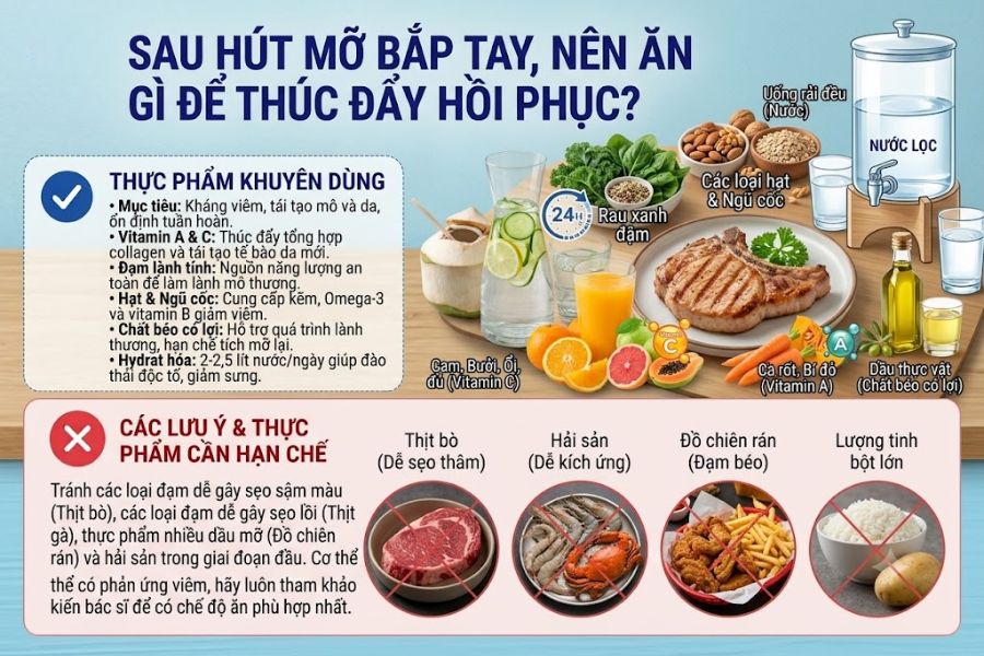 Có nên hút mỡ bắp tay không? Giải đáp chi tiết, đầy đủ 19 Duy trì chế độ ăn uống khoa học và bài tập vừa sức giúp kéo dài hiệu quả thẩm mỹ