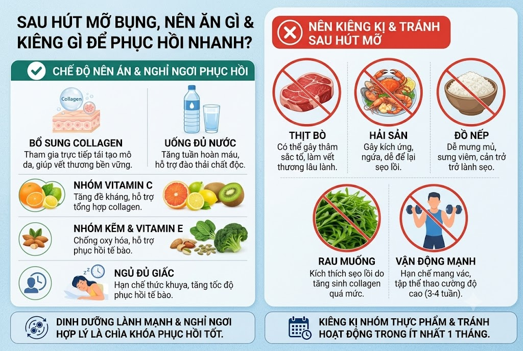 Hút mỡ bụng có để lại sẹo không? Giải đáp chuyên môn 10 Thực đơn dinh dưỡng lành mạnh, nhiều vitamin C và kiêng thực phẩm dễ gây sẹo giúp vết thương nhanh khô